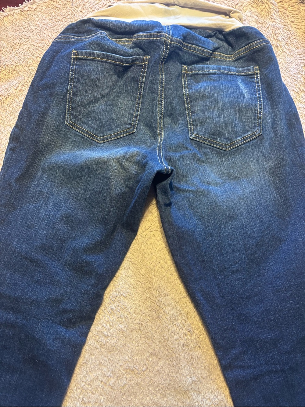 Motherhood Blue Denim Maternity Jeggings with Beige Comfort Panel - Picture 3 of 4